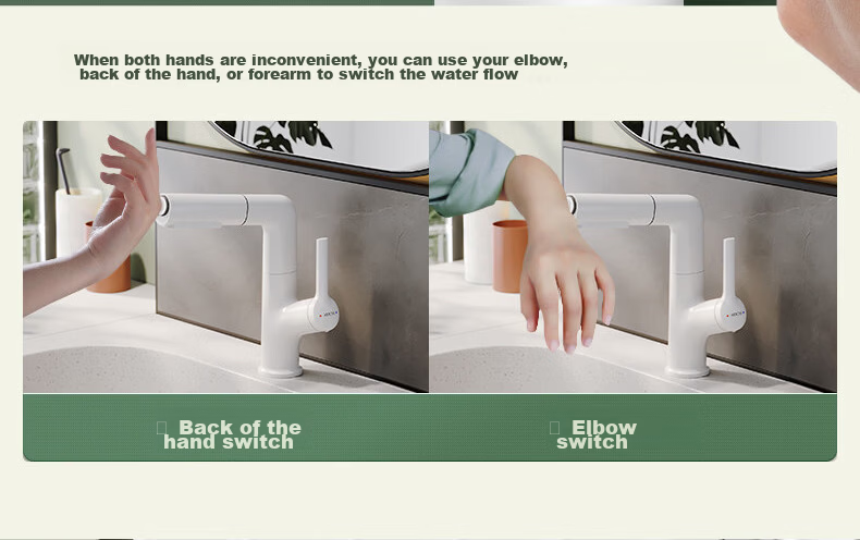 ARROW YJ Basin Faucet Adjustable Pull-Out Kitchen and Bathroom Sink Mixer Tap Rotatable Hot and Cold Water Faucet 15
