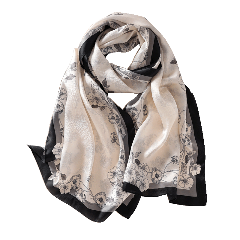 Shanghai Story Women's 100% Mulberry Silk Pearl Satin Long Scarf Shawl Gift Box for Girlfriend Valentine's Birthday Present