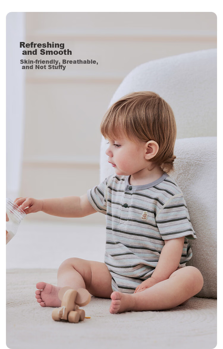 Babylove Baby Short Sleeve Bodysuit Summer Thin Modal Breathable Triangle Romper Striped Casual Summer Outfit 6