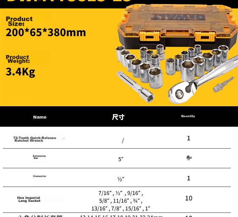 DEWALT 15-Piece 1/4 & 3/8 Socket Accessory Set 8