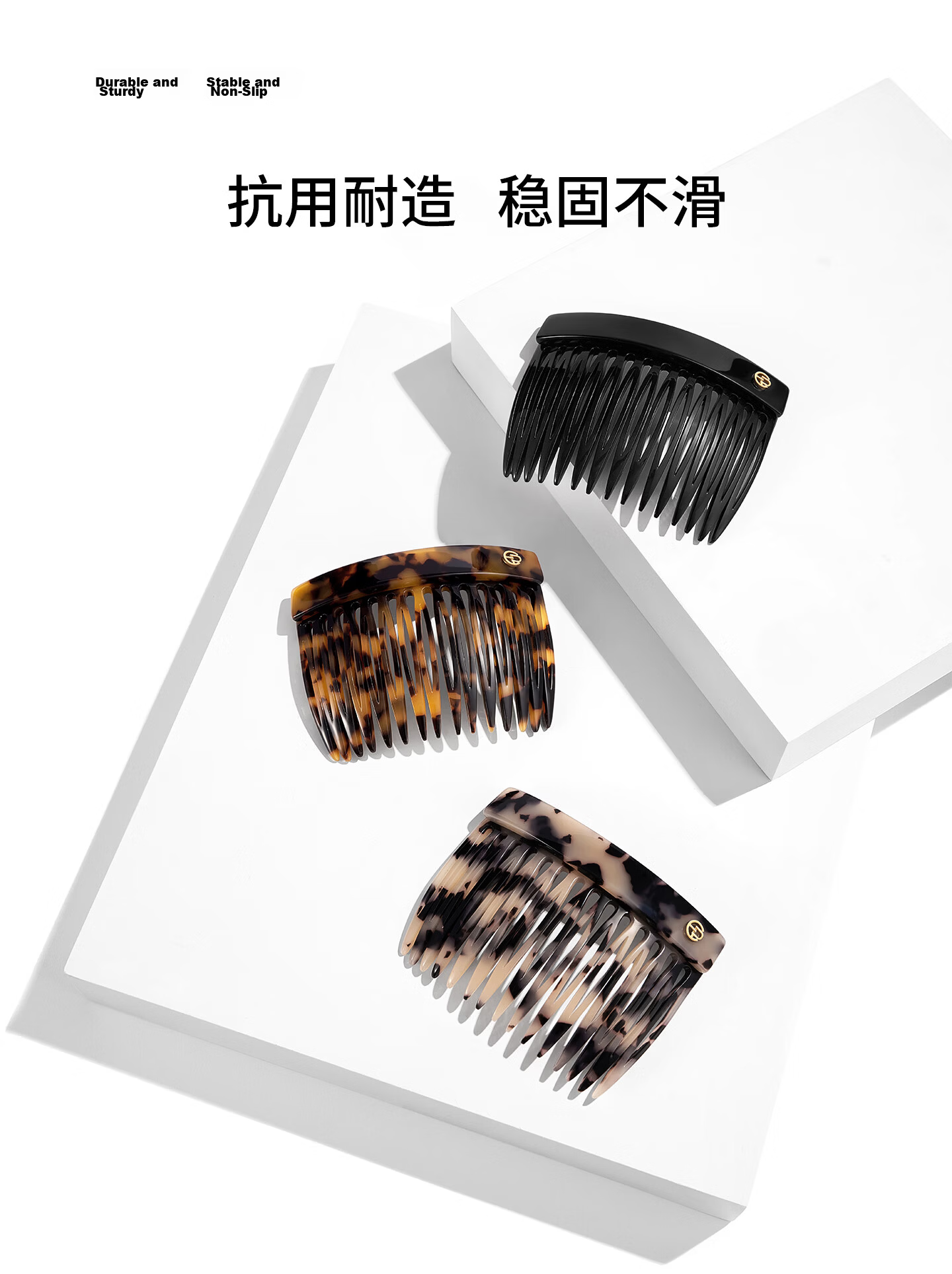 Evita Peroni Vintage Inverted Hair Comb for Women Bangs Crushed Hair Princess Head Clip Simple Hairpin Short 6CM - Classic Black 2