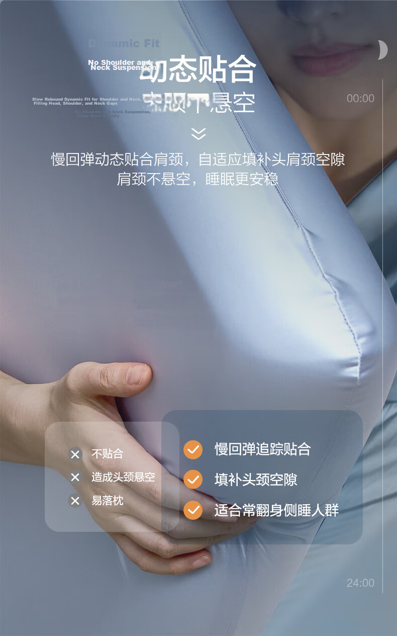 Fuanna Slow Rebound Deep Sleep Memory Foam Cervical Pillow Ergonomic Neck Support Adult Pillow Low Pillow 70*42*6cm 5