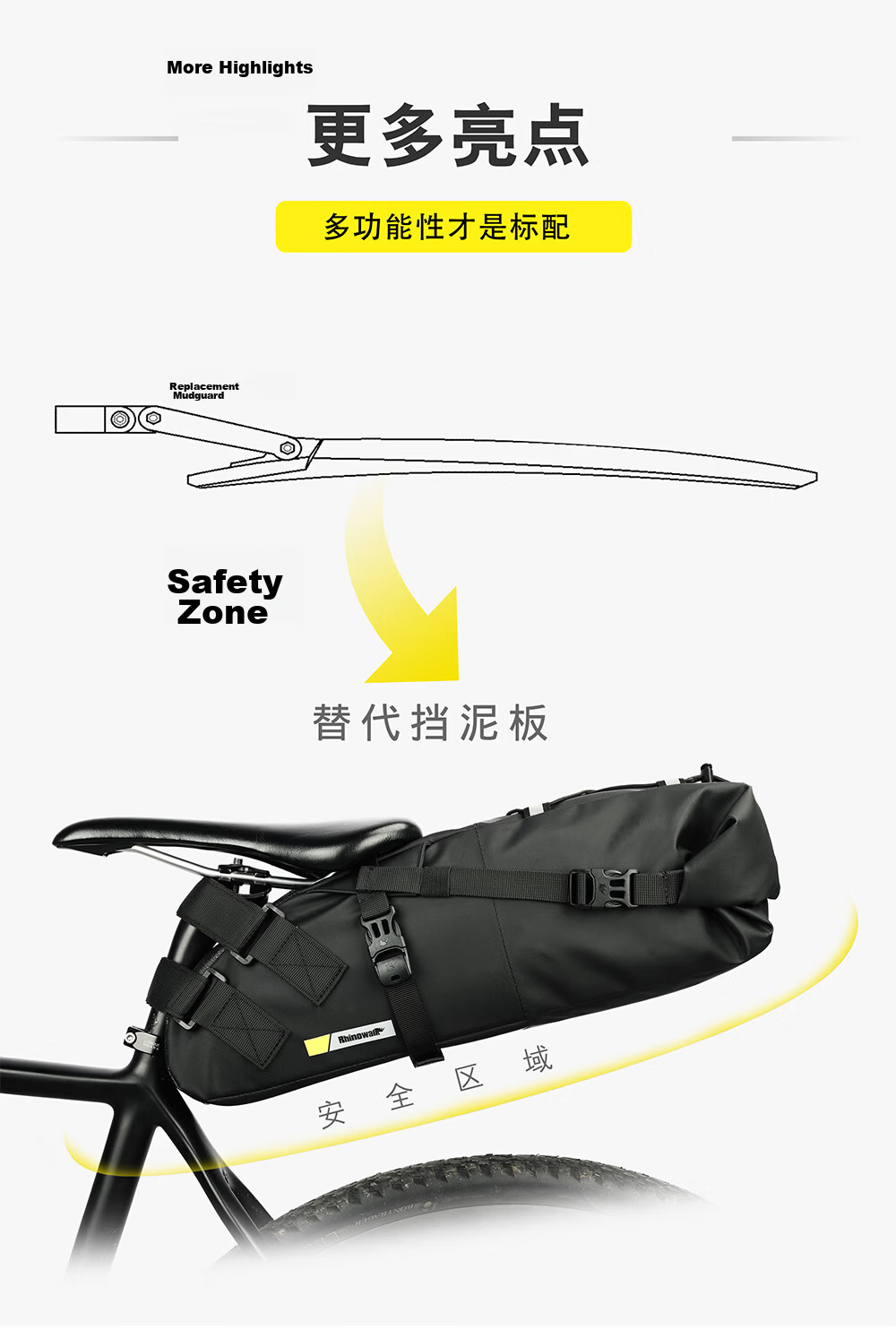 Rhinowalk Rhino Bicycle Tail Bag Large Capacity Waterproof Road Mountain Bike Seat Rear Rack Storage Pouch 10