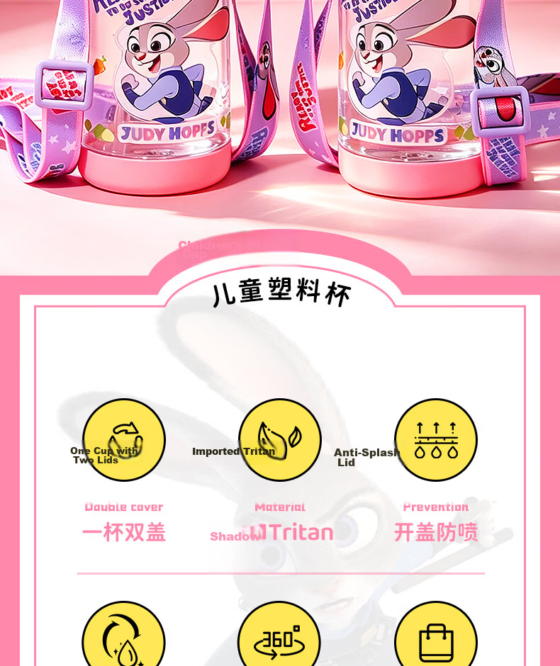 Disney Kids Water Bottle Direct Drinking Anti-Drop School Use Primary Student Kindergarten Water Cup Summer Straw Cup 520ML Minnie 2