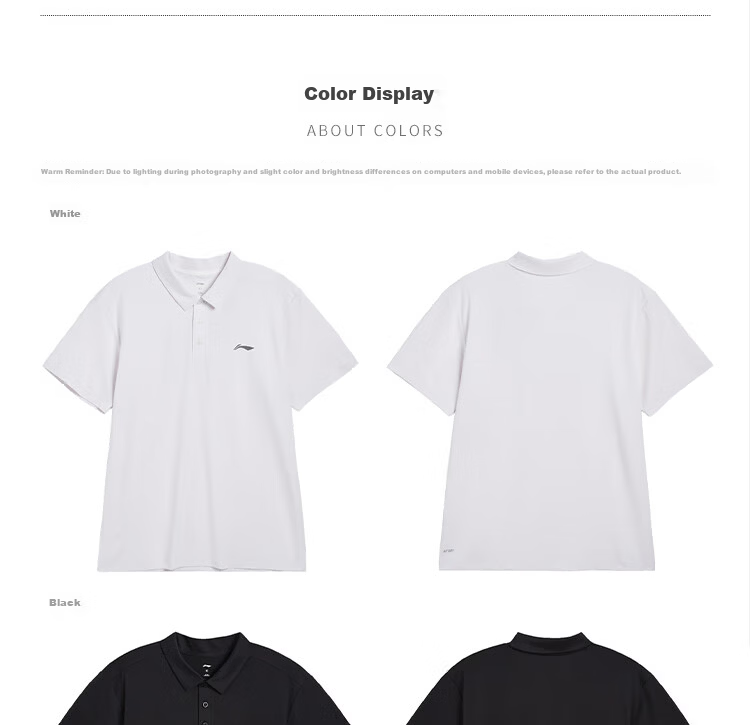 LI-NING Men's Short Sleeve Polo Shirt Breathable Moisture-Wicking Sports Casual Fashion Tee 14