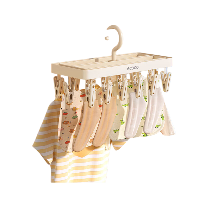 Ecoco Windproof Clip Clothes Drying Rack Multi-Clip Hanger Dormitory Home Underwear Socks Organizer 24257 Yellow Basic