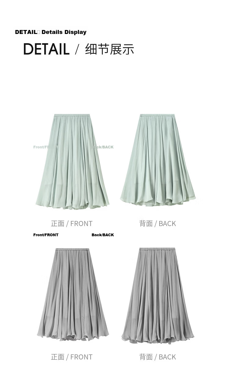 Shangdu Bila Elegant Radiant Half Skirt for Women Summer Soft Style Slimming A-Line Skirt Lightweight Draped Elastic Waist Flared Skirt 27