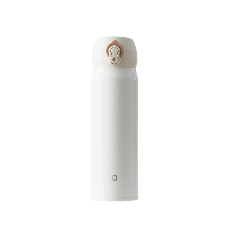 JD Jingzao 316L Stainless Steel Insulated Water Bottle with Flip Lid Quick Open Thermal Cup Pure Titanium Tea Infuser 500ml White