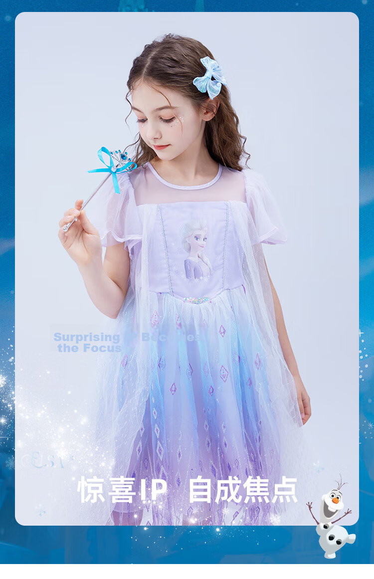 Disney Elsa Princess Dress 2026 New Girls Gradient Fairy Tulle Dress LX81182 Purple Size 110 2