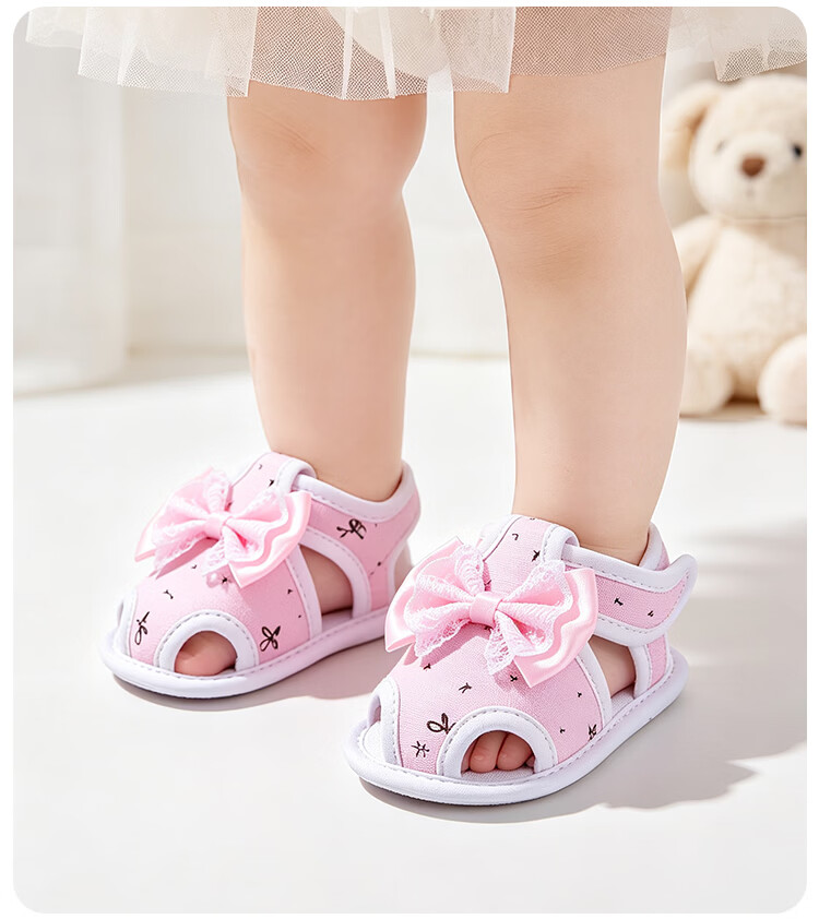 9i9 Baby Toddler Walking Shoes Summer Soft Sole Non-Slip Closed-Toe Sandals 0-1 Year Old Infant Pre-Walking Shoes Indoor Cartoon Bear Blue Size 12 12