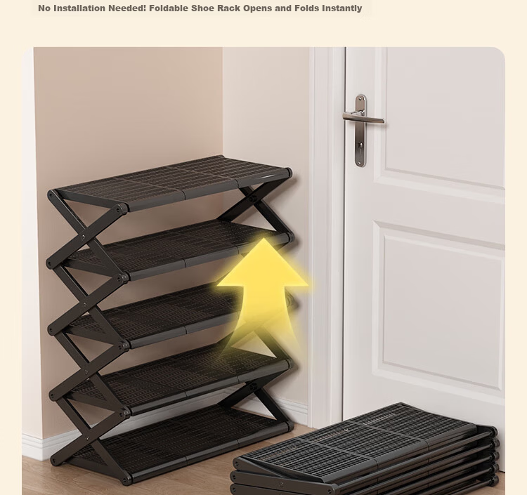 Anerya Foldable Shoe Rack No-Installation Simple Home Entryway Multi-Layer Small Space Storage Organizer 3-Tier 6