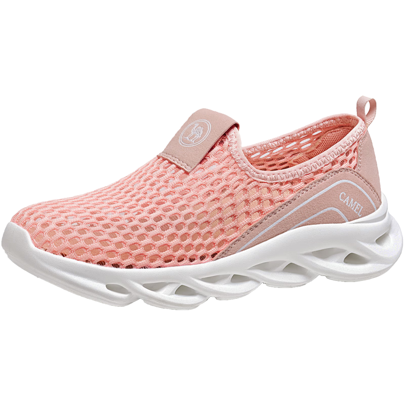 CAMEL Women's Casual Breathable Sports Walking Shoes P26M391025 Light Gray/Pink Size 39