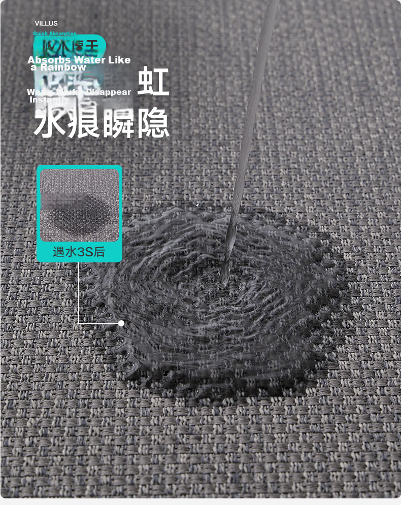Dajiang Imitation Linen Woven Bathroom Mat Absorbent Non-Slip Toilet Doorway Floor Mat 40x60cm 6