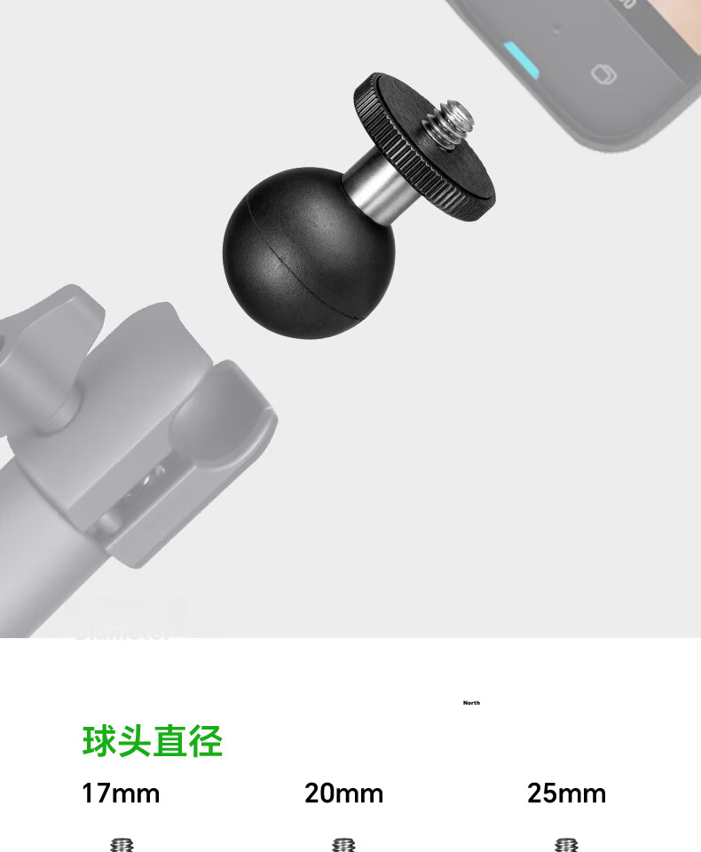 FANAUE Motorcycle Sports Camera Mount Gimbal Ball Head Base 1/4 Screw Adapter 17mm Ball Head Accessory GB-02(17) 14
