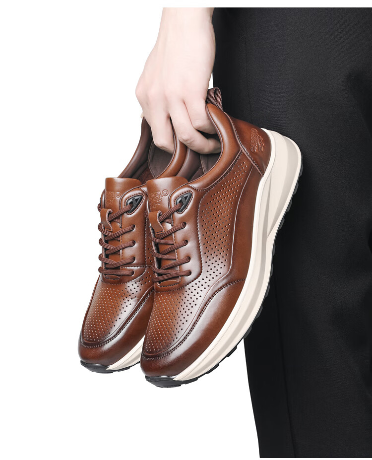 CARTELO Genuine Leather Men's Shoes, Business Casual Sports New Style for Autumn And Winter, Soft Thick-Soled Versatile Commuter Work High-End Black 18