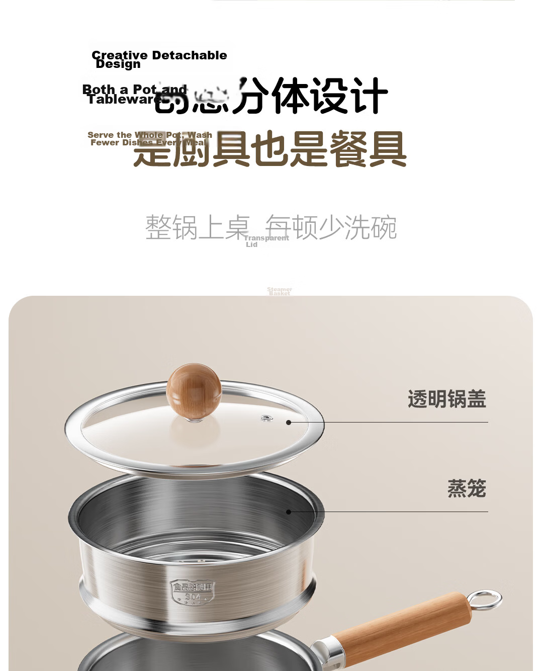 PLODON Electric Steamer and Cooker Baby Food Maker Non-Stick Detachable Small Milk Pot 31