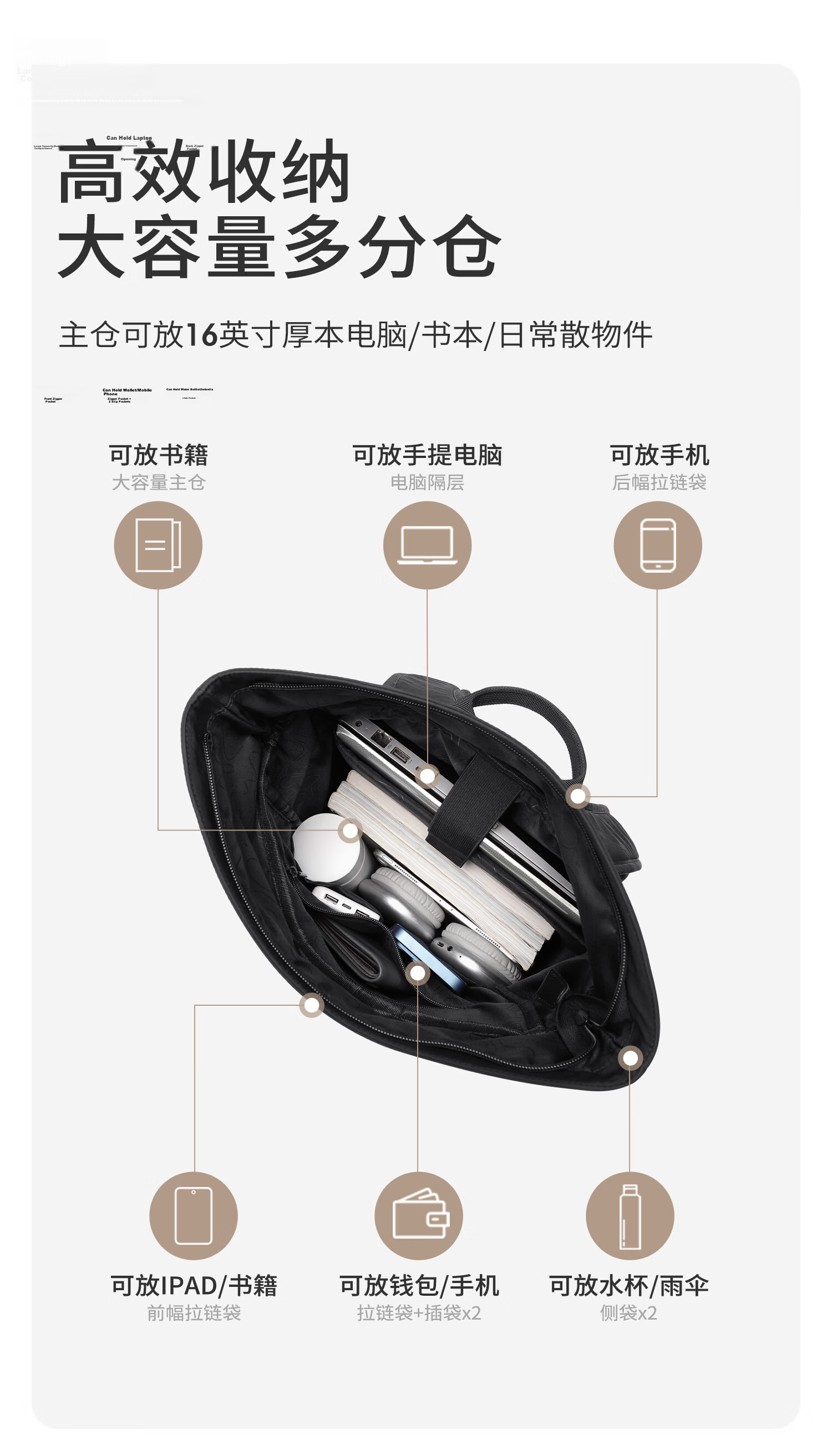 GOLF Lightweight 15.6/16 Inch Laptop Backpack Unisex Travel School Cycling Bag 9