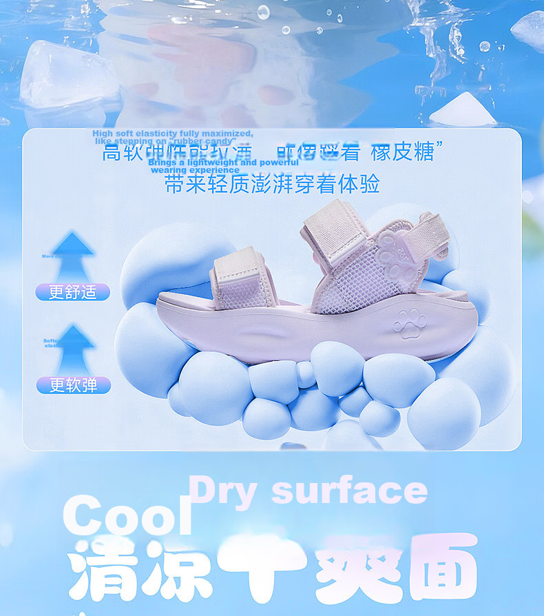 361° Kids Summer Sandals 26 Girls Breathable Open Toe Soft Flexible Cat Paw Beach Shoes Purple Size 38 6