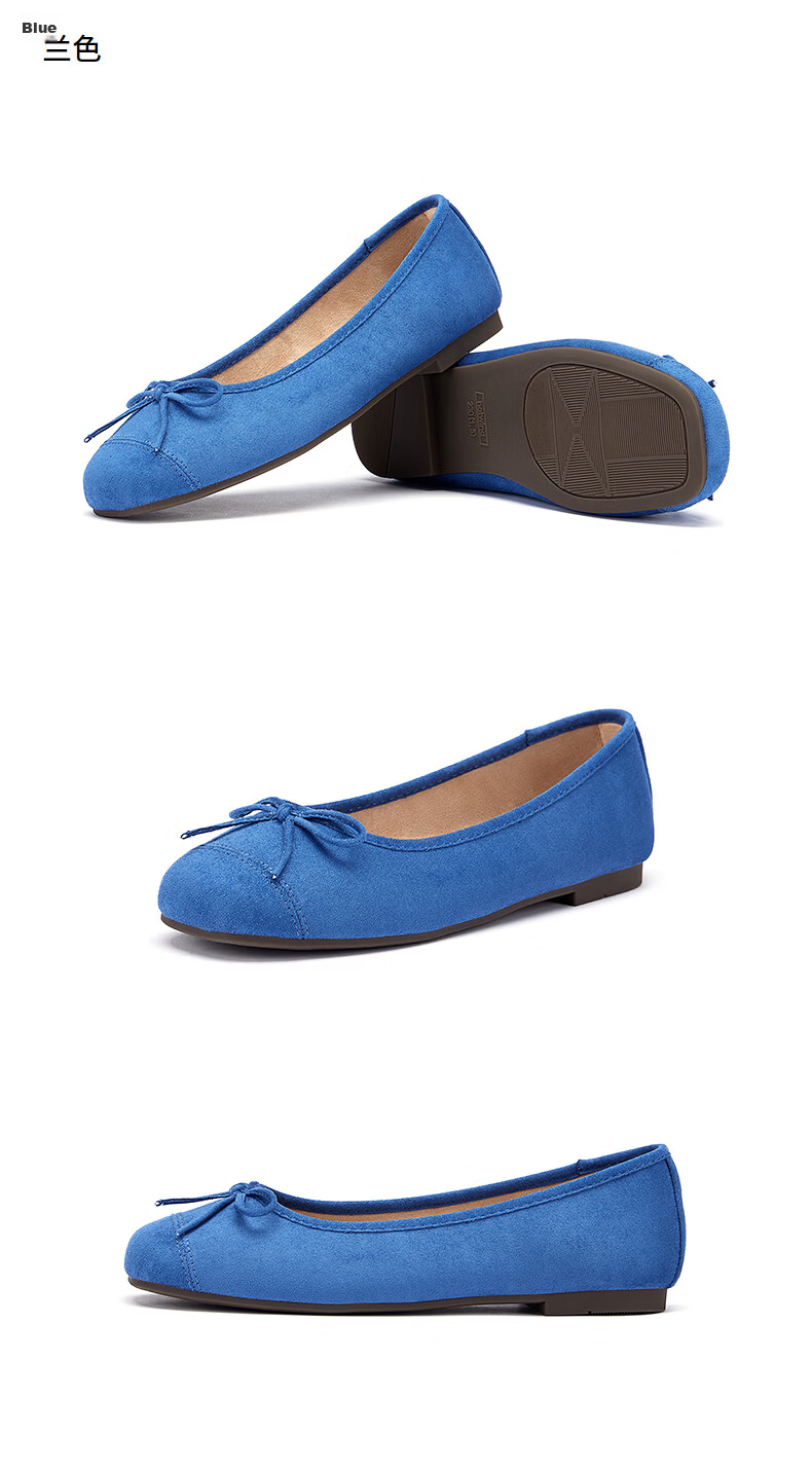 Hotwind Women's Flat Shallow Mouth Square Toe Bow Casual Solid Color Versatile Shoes Spring Autumn New Model 10