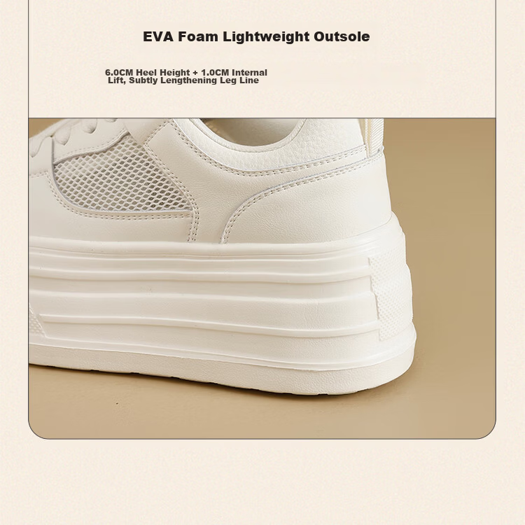 ZHR Women's White Sneakers 2026 New Breathable Mesh Thick Sole 7CM Height Increase Casual Shoes AL32E Off-White Size 36 13