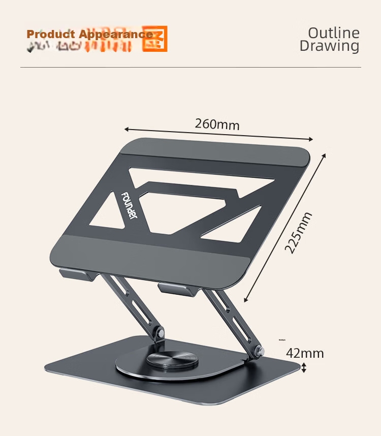 Founder FZ08 Gaming Laptop Fan Stand Open Large Area Hollow Heat Dissipator 360° Rotatable Foldable Compatible with 17.3-inch Apple Lenovo Legion 14