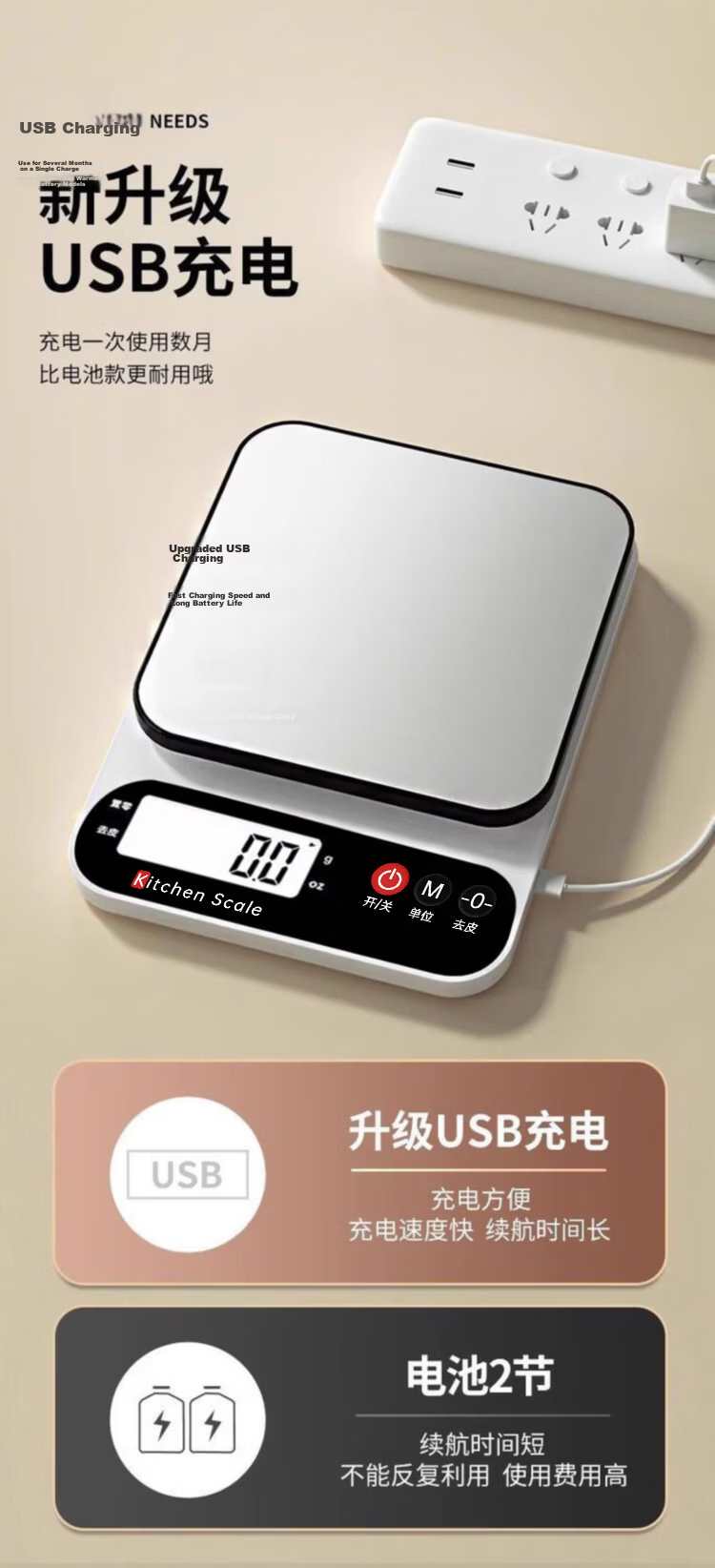 Royalstar Electronic Kitchen Scale Small Household Baking Gram Scale High Precision Stainless Steel Food Scale Accurate Battery Powered 1