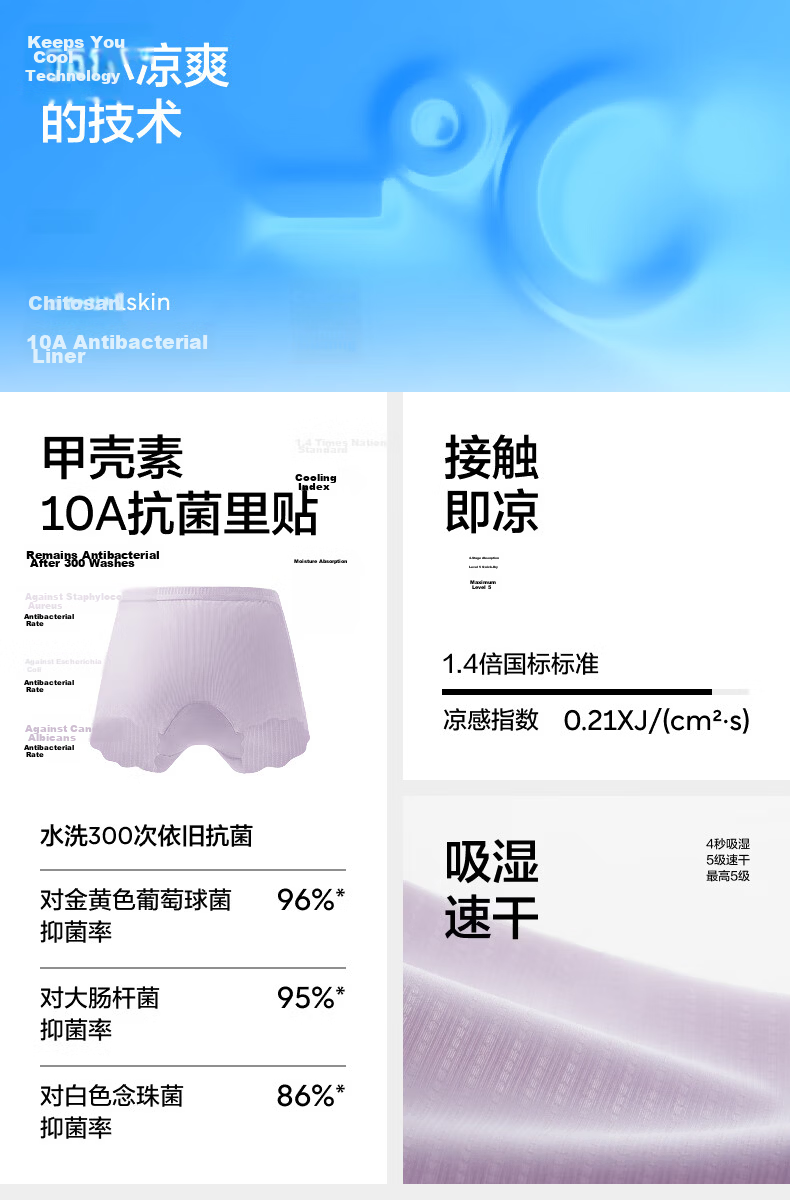 Jiao Nei Xiao Liang Pi 311 Cool Air Kids Underwear Boxer Briefs Unisex Children 10A Antibacterial Youth Ice Silk Shorts Summer 5