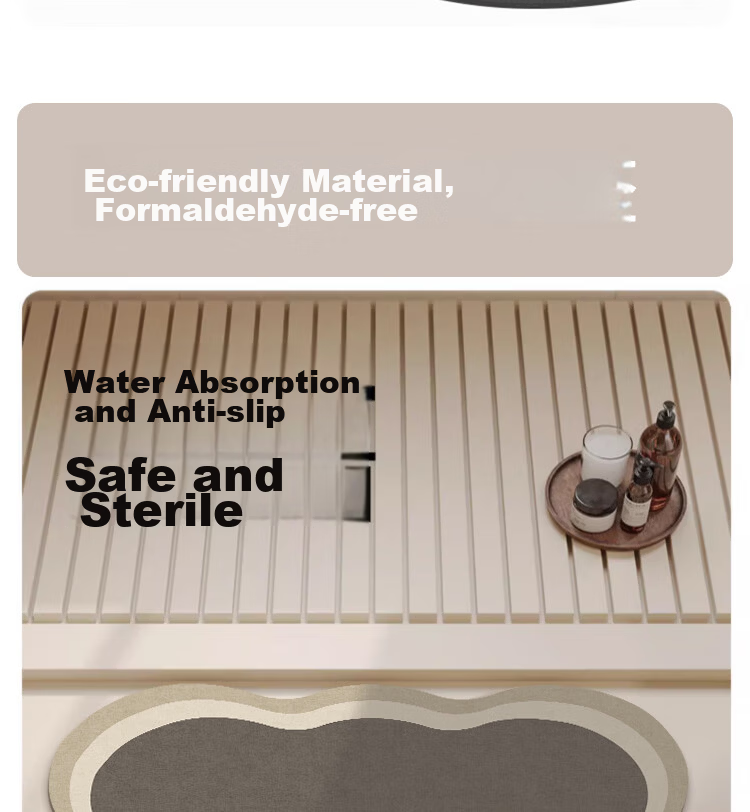 Bodisi Bathroom Floor Mat Absorbent Non-Slip Entrance Kitchen Toilet Home Rug 70*45CM 6