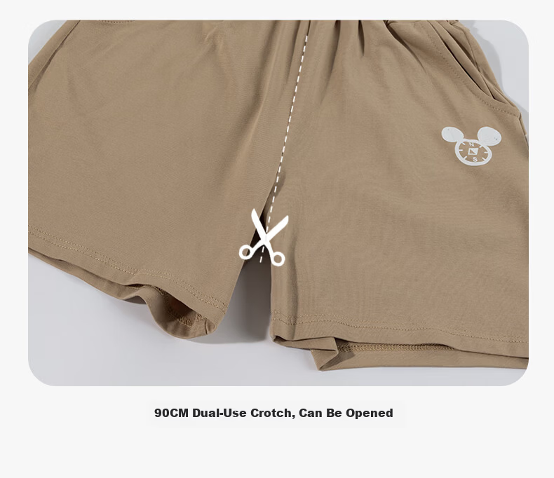 Disney Summer New Boys' Cooling Set Mickey Breathable Vest T-Shirt Casual Shorts Sports Two-Piece Set Khaki 130 23