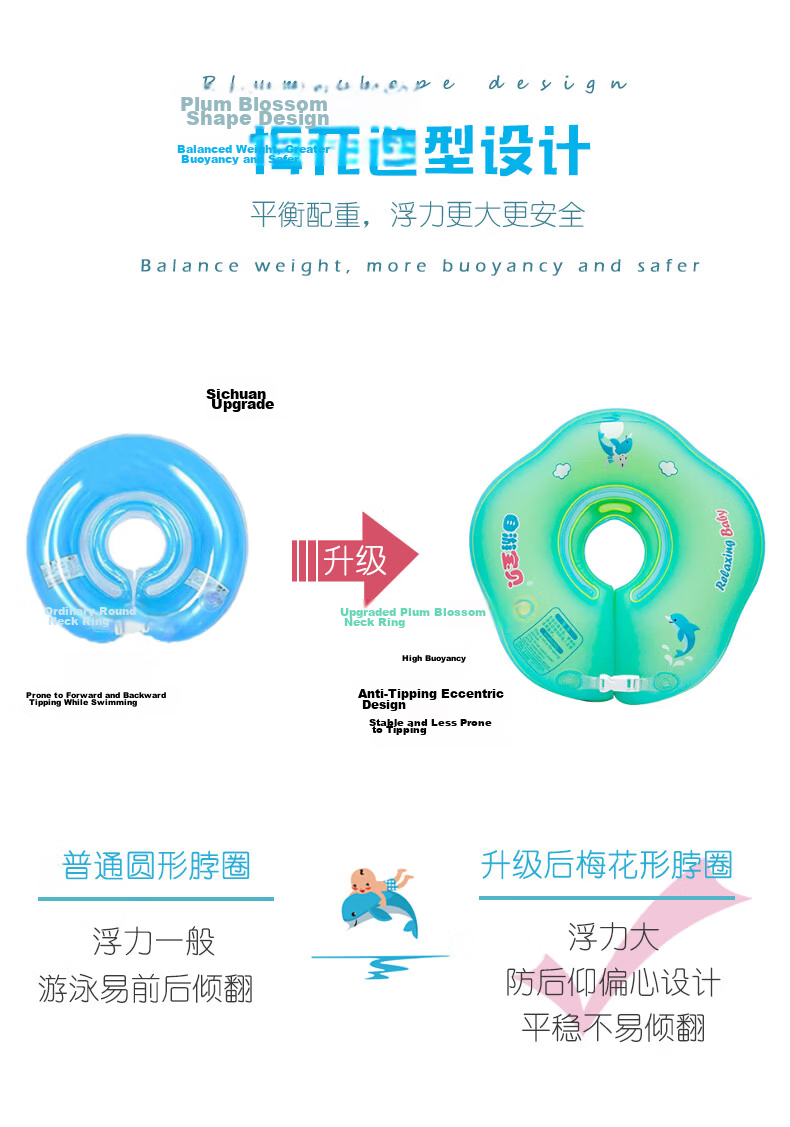 SwimmingBaby Baby Neck Float Inflatable Double Airbag Anti-Tip Swimming Ring Infant Safety Floatation Device 4