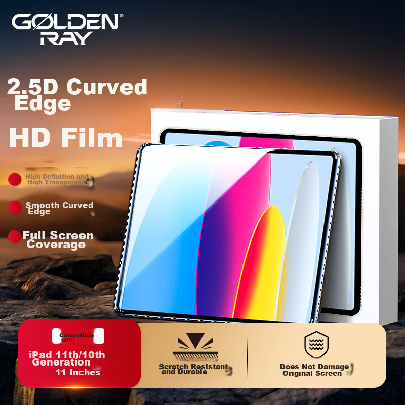 GOLDEN RAY Tempered Glass Screen Protector for iPad 11th/10th Gen 2025/22 11-inch Tablet 2.5D Arc Edge HD Full Screen Anti-Fingerprint Explosion-Proof Film