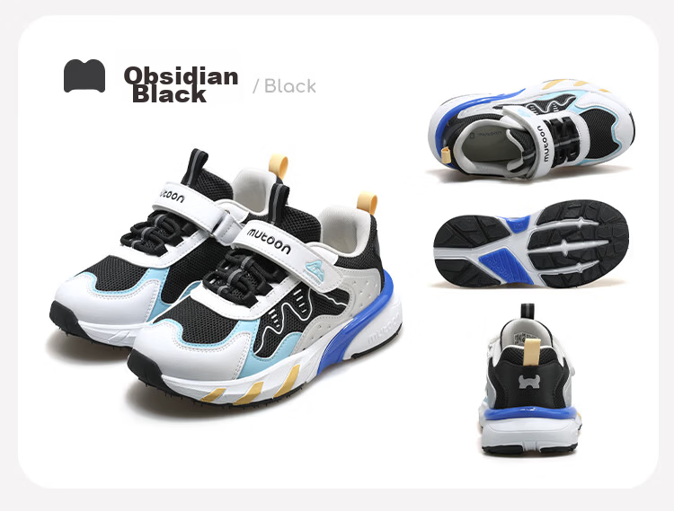 Mutong Kids Sports Shoes Children's Sneakers Spring 2026 Boys Casual Breathable Mesh Lightweight Running Shoes Girls Obsidian Black Size 31 33