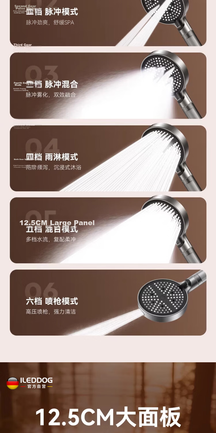 ILeddog Seiko Pressurized Filter Shower Head Set with Hose DJ138 7