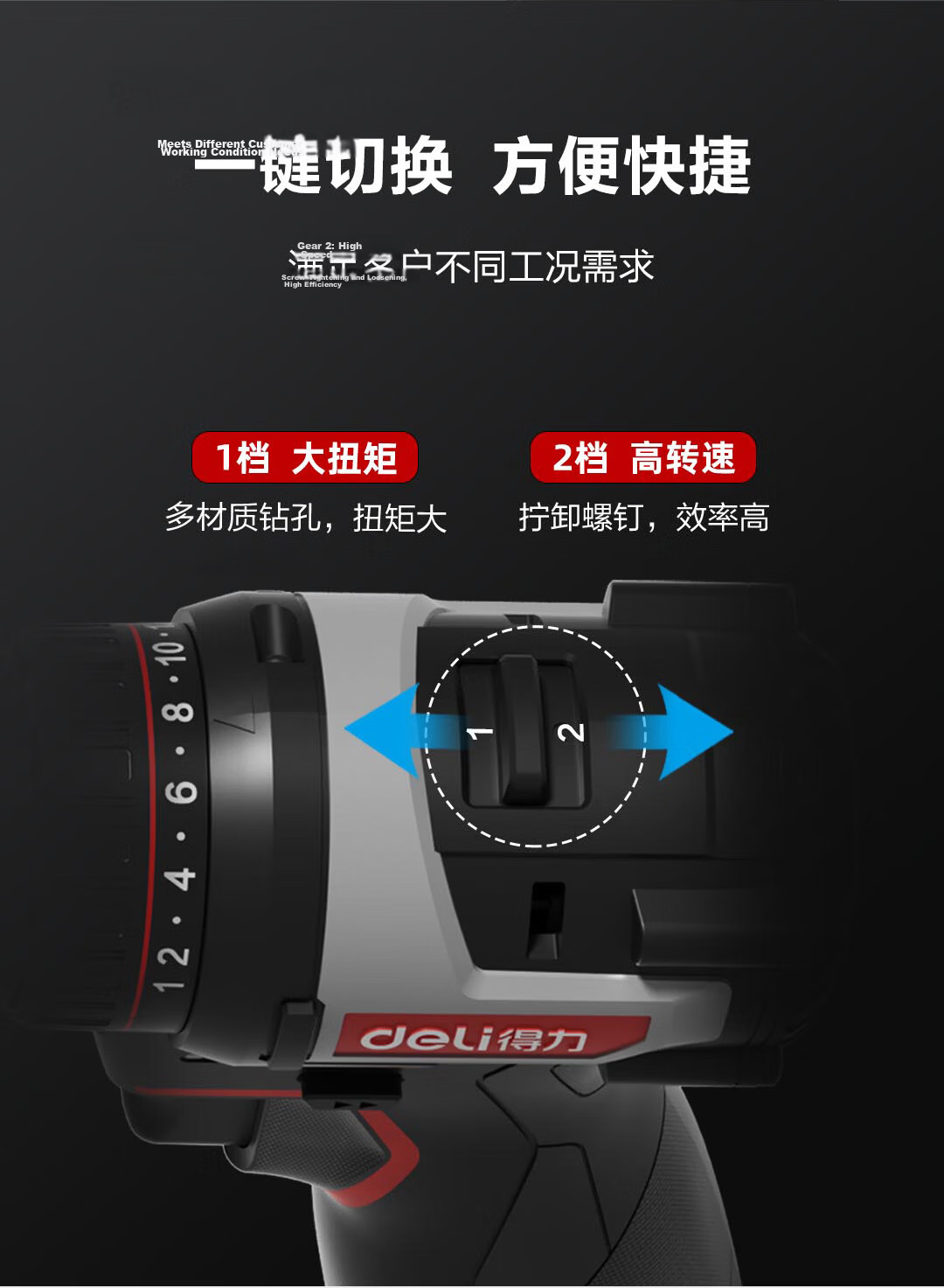 Deli Red Core Series 16V Lithium Cordless Drill Electric Screwdriver Home Rechargeable Driver Wall Drilling Tool 14