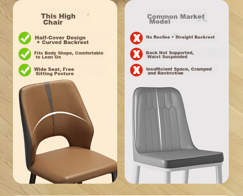 Chibilun Dining Chair Home Dining Table Backrest Chair Italian Light Luxury High-End Hotel Dining Chair Modern Simple Restaurant Stool 7