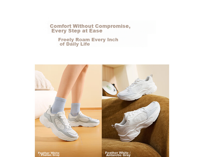 361° Women's Casual Shoes Autumn Thick Sole Comfortable Lightweight Sports Dad Shoes Versatile Women's Shoes 682636702-2 3