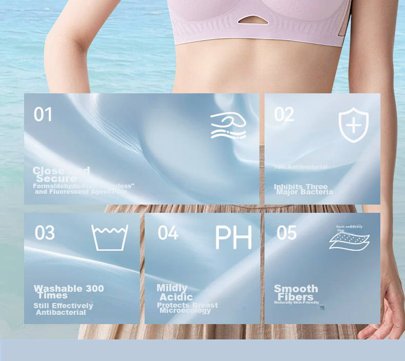 Miiow Women's Lightweight Summer Large Bust Minimizing Wireless Backless Ice Silk Cooling Push-Up Pink Bra 13