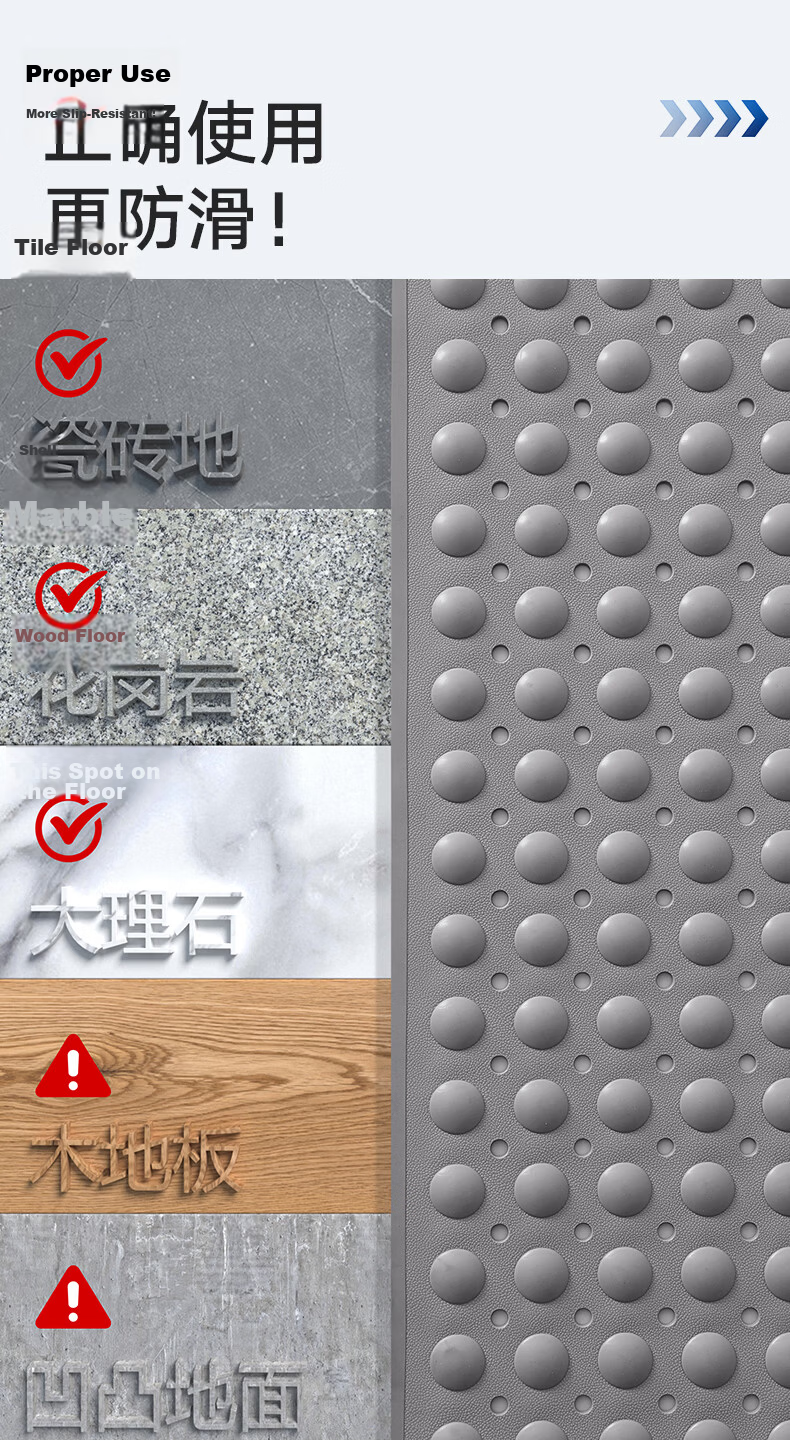 Da Jiang TPE Bathroom Non-Slip Mat Elderly Shower Anti-Slip Floor Mat Shower Room Bathroom Non-Slip Mat 40x70cm 10