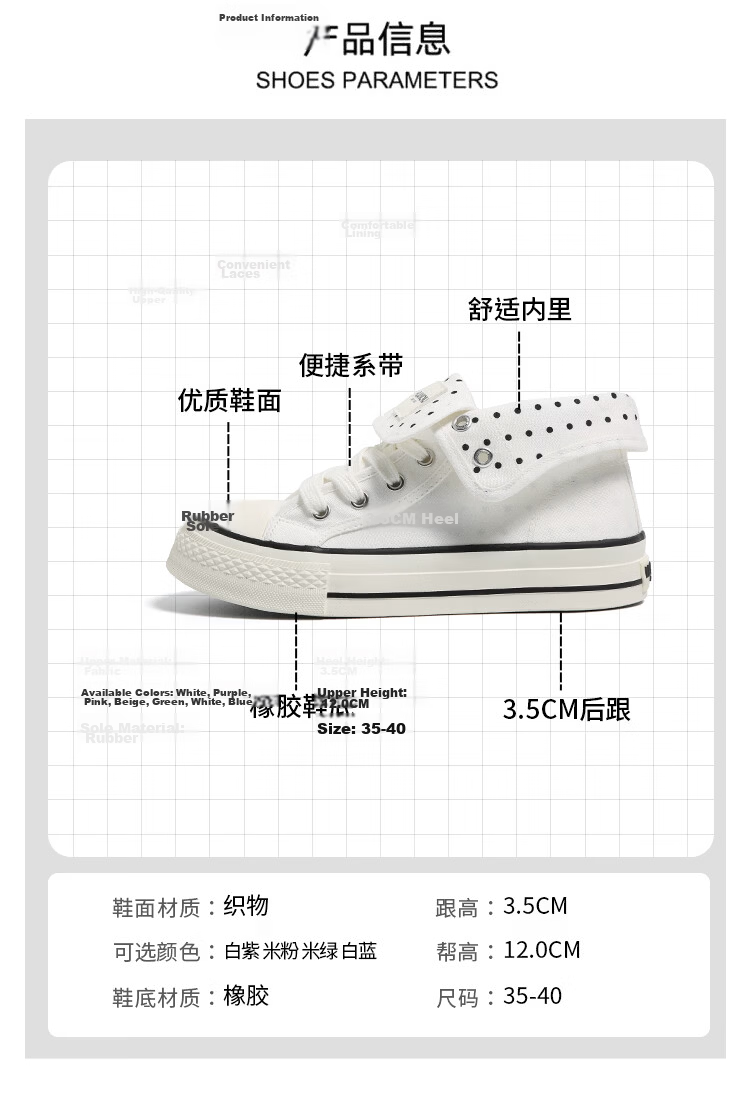 HUANQIU Women's Canvas Shoes 2026 New Spring Autumn Campus Sweet Durable Lightweight Breathable Casual Sneakers 3
