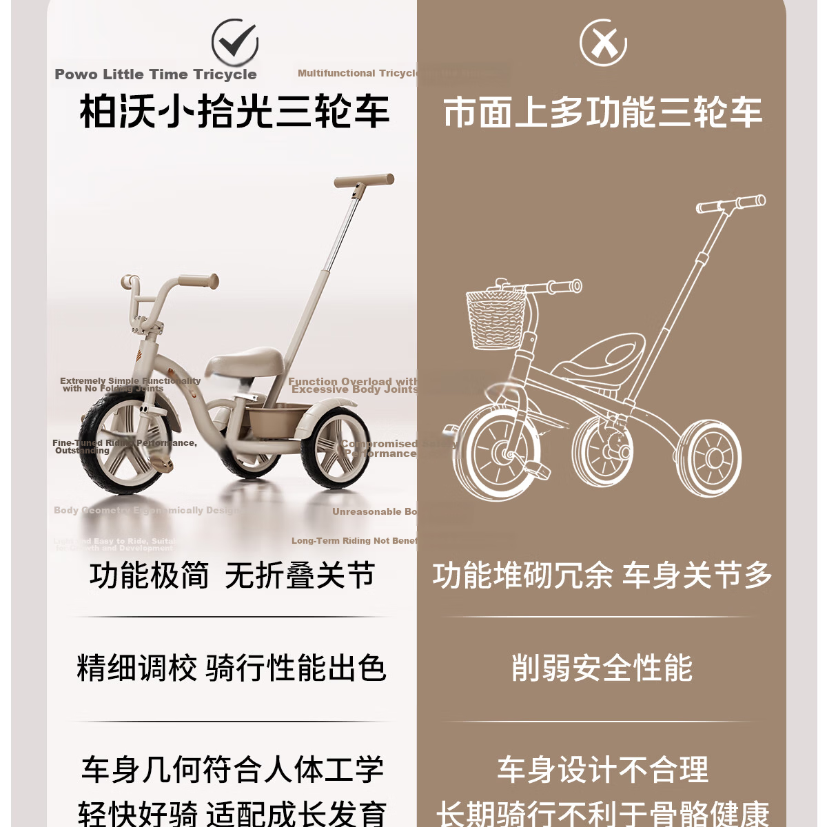 BRAVOLD Xiaoshiguang Children's Tricycle 1-3-5 Years Balance Bike Boys Girls Birthday First Year Gift Push Car 4