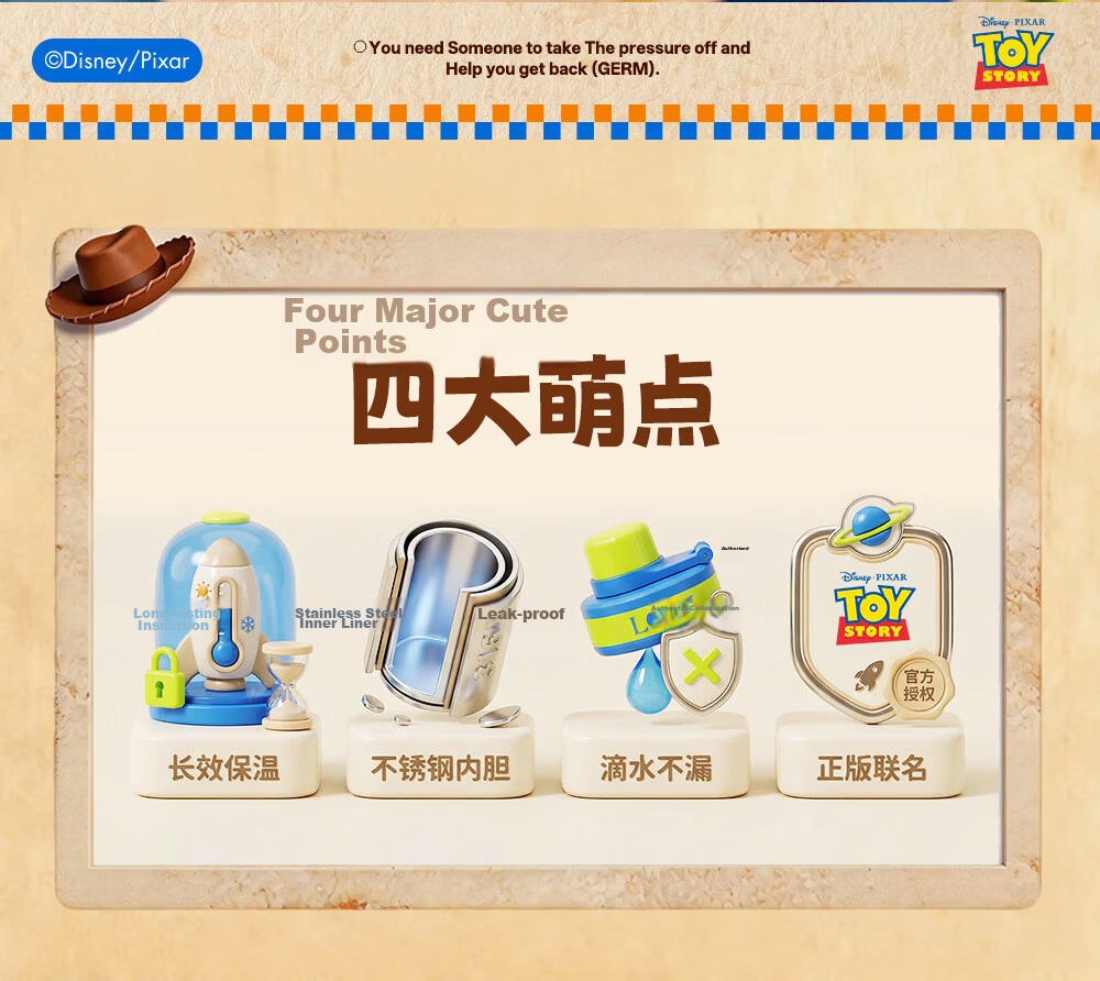 Germ Toy Story Kids Insulated Straw Sports Water Bottle Student School Cup 580ML Cowboy Sweetheart 2