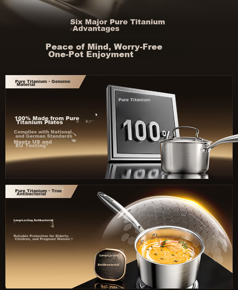 SUPOR JD Exclusive Pure Titanium Milk Pot Non-Coated Lightweight Non-Stick 100% Pure Titanium Plate Milk Pot 18cm Compatible with All Stoves 5