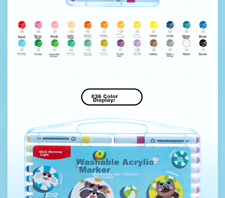 M&G 12-Color Washable Acrylic Markers for Kids Students Watercolor Pens Drawing Graffiti Birthday Graduation Gift APMT80L7 32
