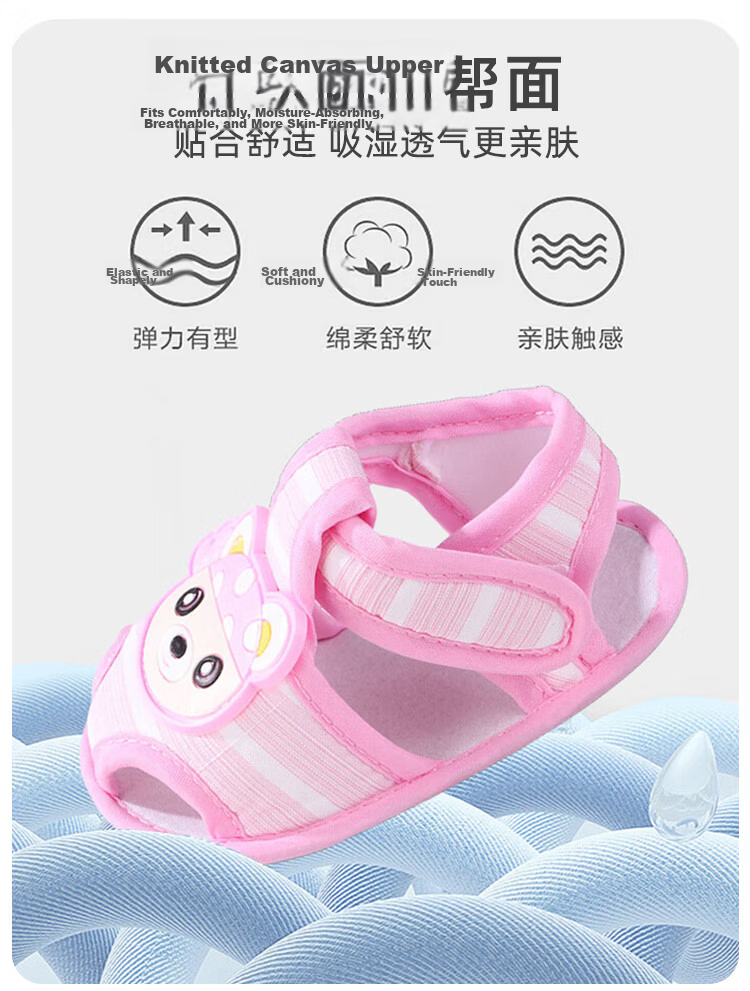 9i9 Baby Toddler Walking Shoes Summer Soft Sole Non-Slip Closed-Toe Sandals 0-1 Year Old Infant Pre-Walking Shoes Indoor Cartoon Bear Blue Size 12 4