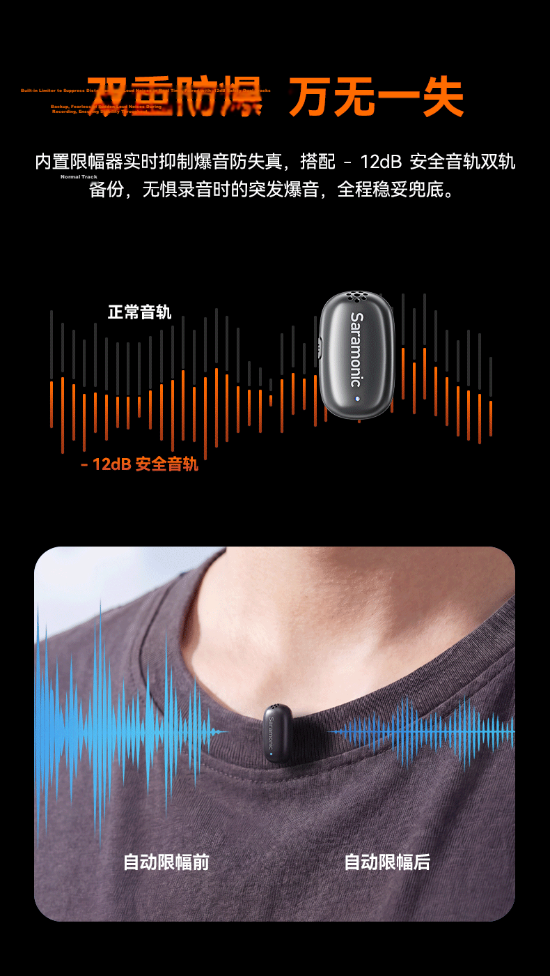 Saramonic Air SE Wireless Lavalier Microphone for Mobile Live Streaming Outdoor Interview Short Video AI Noise Reduction Dual Mini Mic 8