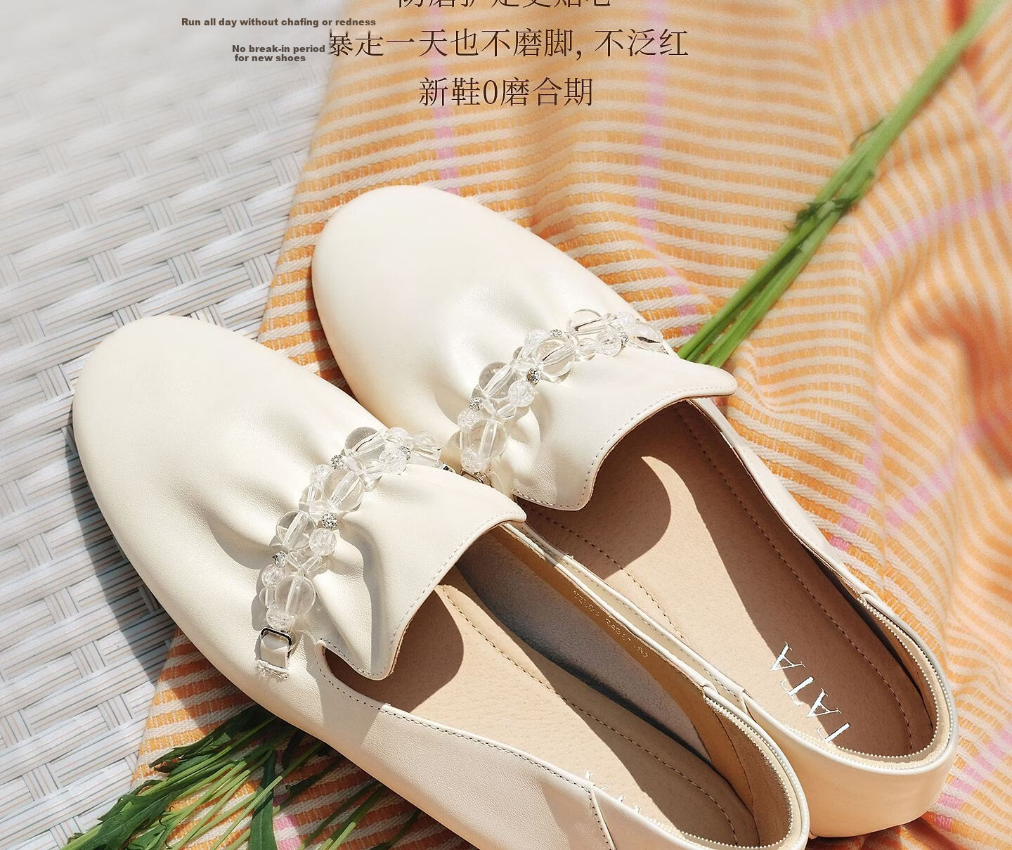TATA Naifu Flat Loafers Women Soft Sole Genuine Leather Small Shoes Single Shoes 6 New YZU03AA6 Off-White 36 10