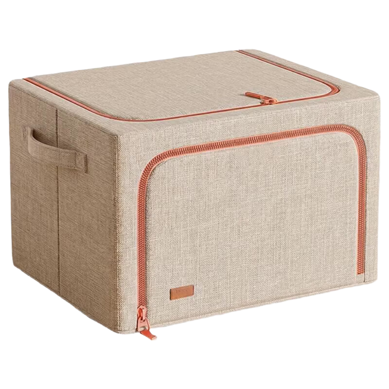 Jiabangshou Heavy-Duty Steel Frame Storage Box, Household Quilt And Clothing Organizer, Wardrobe-Specific Fabric Folding Storage Container, 66L