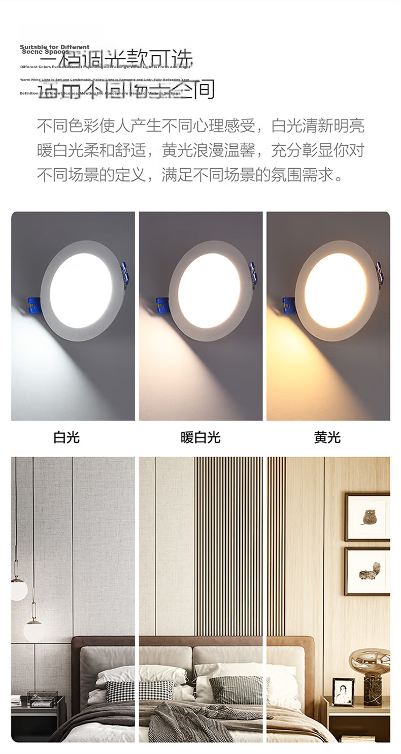 OPPLE LED Downlight 18W Ultra-thin Recessed Ceiling Light Corridor Office Ceiling Lamp Opening 170-175mm Bright White Light 5