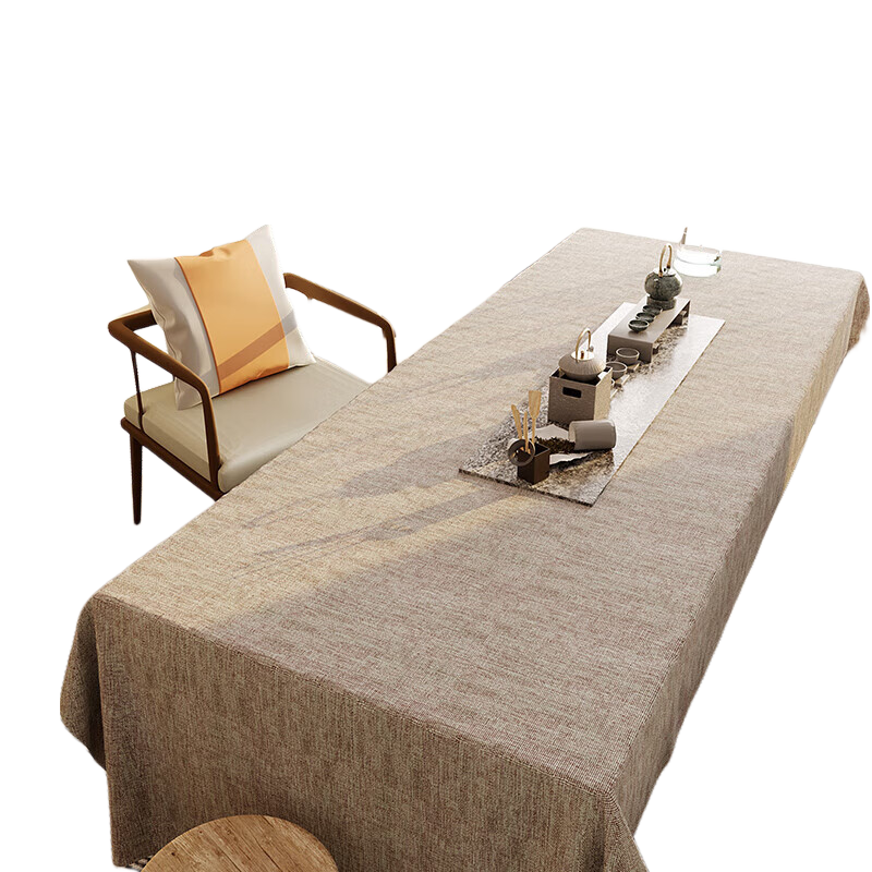 Yinshang Conference Table Cloth, New Chinese Style Desk Cover, Waterproof Rectangular Dining Table Runner, 180*260cm, Customizable