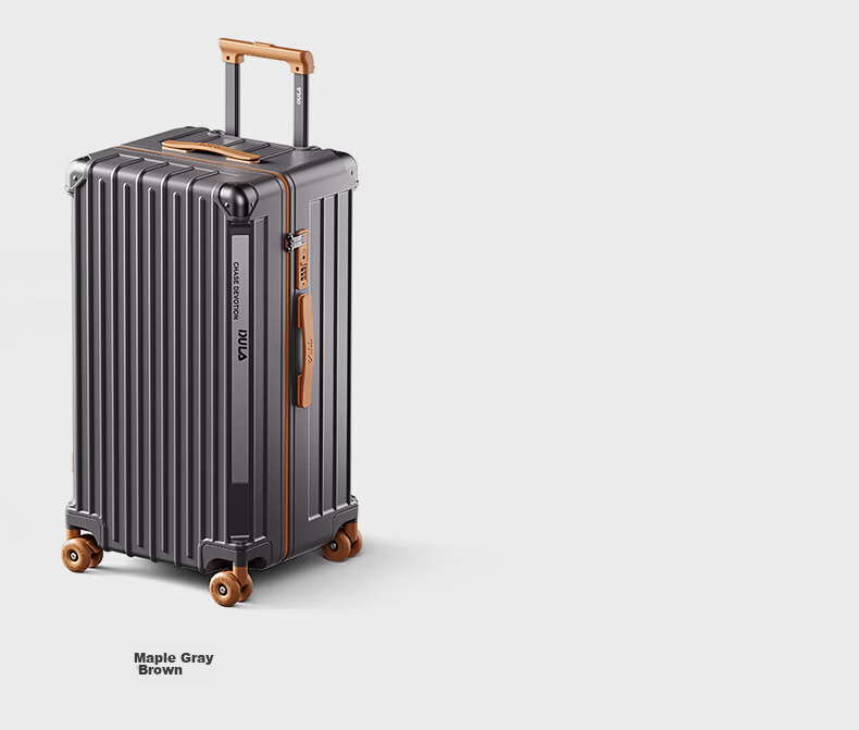 DULA Innovative Plastic Frame PC Luggage Large Capacity Cup Holder Trolley Case Travel Suitcase Password Lock 28 Inch Slate Brown 24